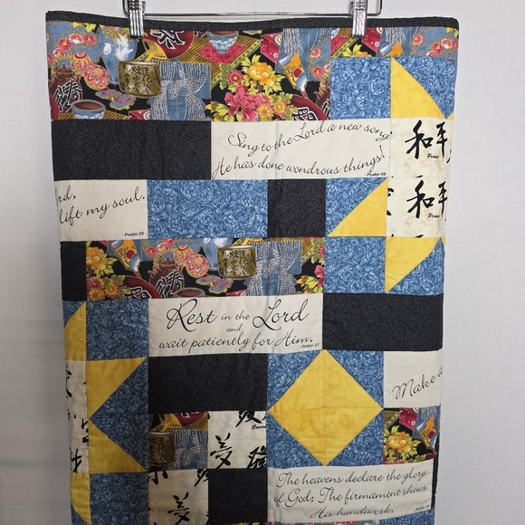 Chinese Christian 100% cotton Quilt Throw Psalms Verses 40X46" - Picture 4 of 8